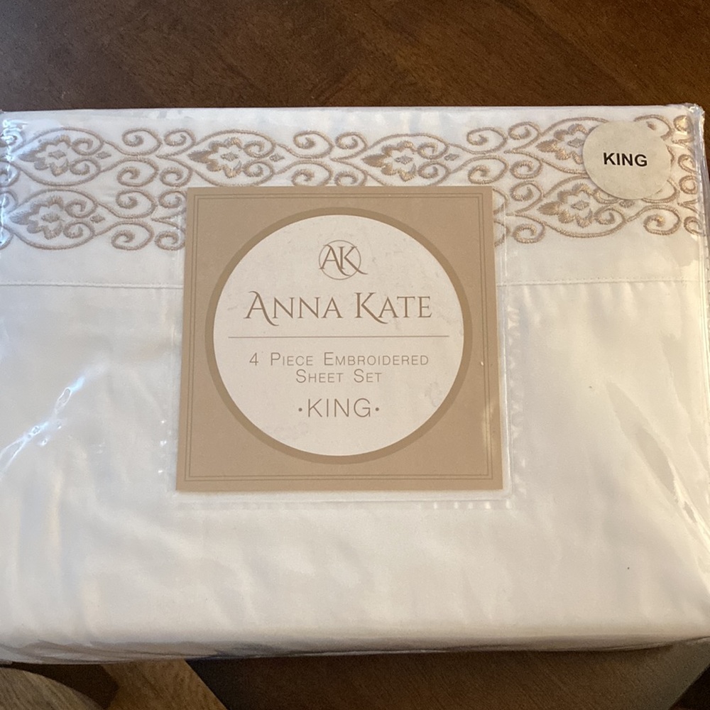 King sheets white with embroidery. New